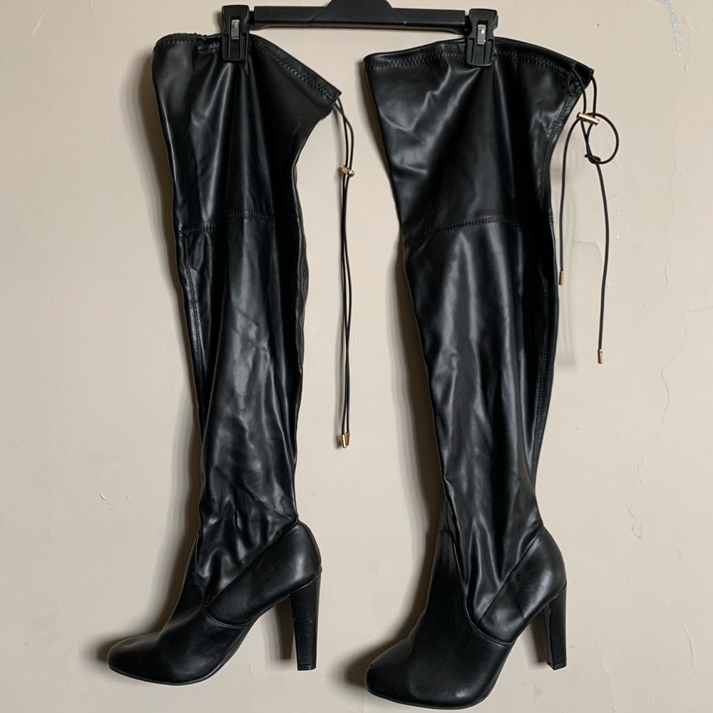 Lane Bryant 8 WIDE Black Over the Knee Boots